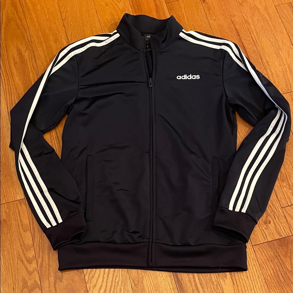 #13 Adidas Men's Black and White Track Jacket Sz Small LN
